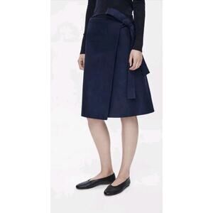 COS Wool Blend Belted Wrap Skirt Navy Size 4